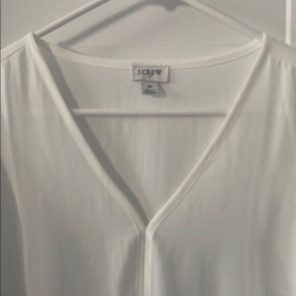 J. Crew Factory White Flutter Sleeve V-neck Blouse Relaxed Fit - Picture 3 of 5